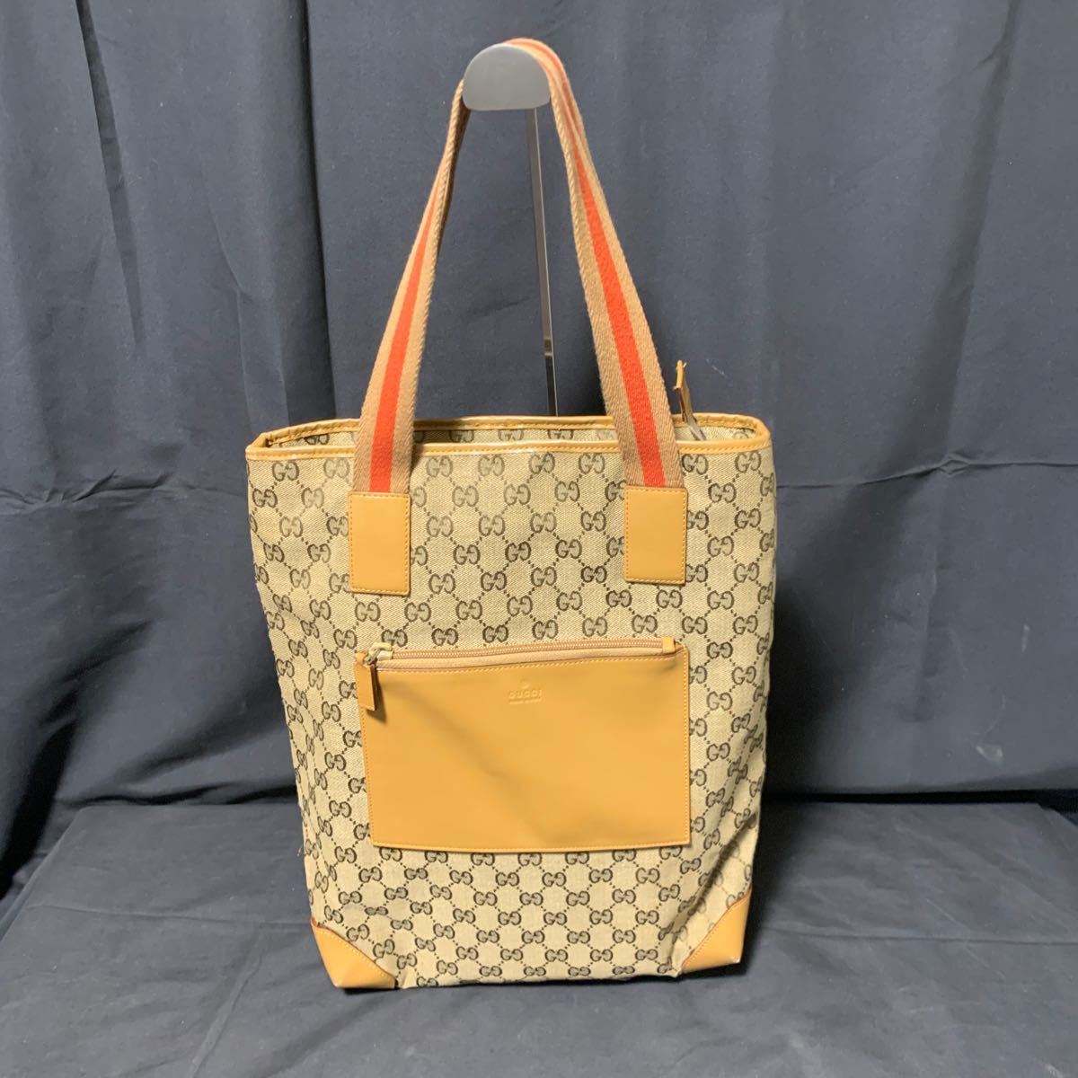 GUCCI GGキャンバス トートバッグ 019 0401 1705グッチ ハンドバッグ ベージュ系 ブランド バッグ　カバン　_画像1