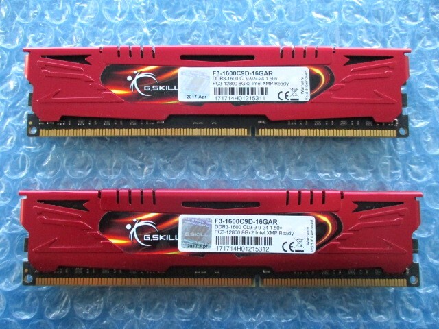 G.SKILL ARES 8GB×2 計16GB DDR3-1600 PC3-12800 1.50v 中古動作品 デスクトップ メモリ 【DM-907】_画像1