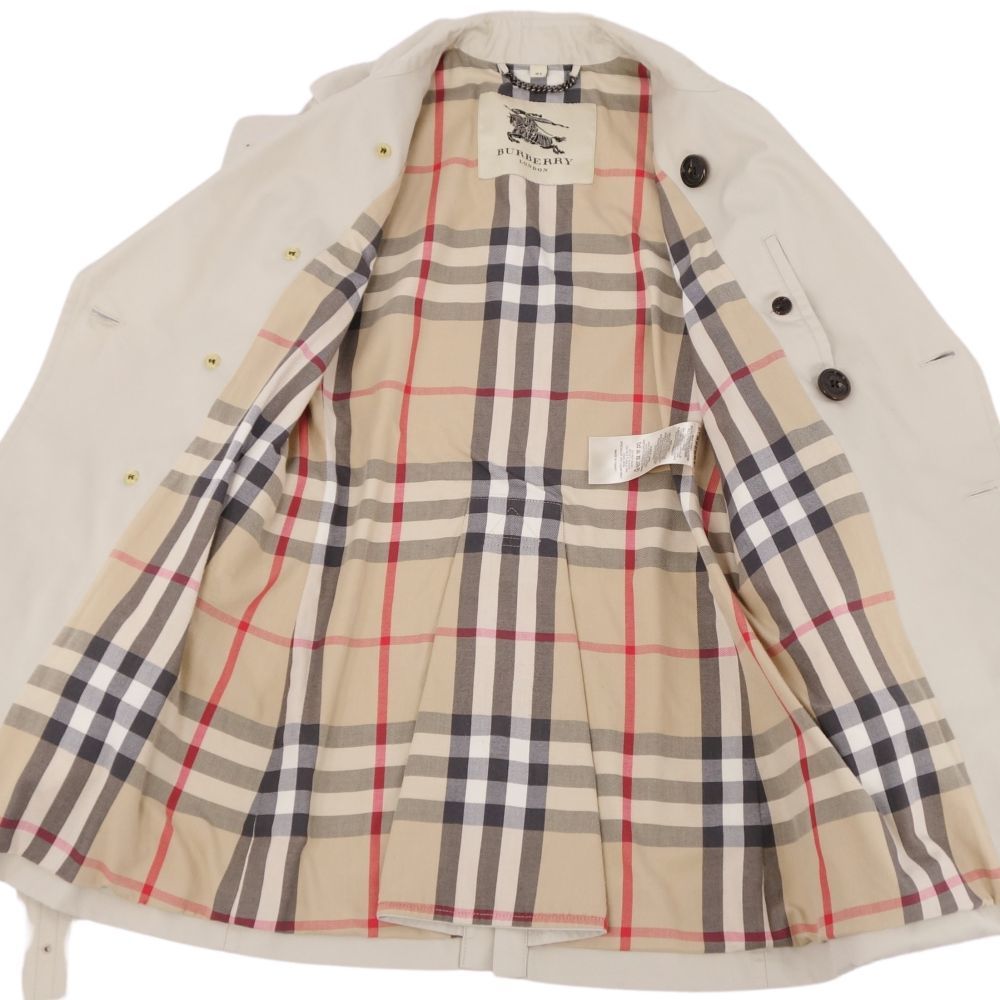 美品 バーバリー ロンドン BURBERRY LONDON コート トレンチコート 裏チェック コットン メンズ 46 ライトベージュ cf02mo-rm11e26771_画像5