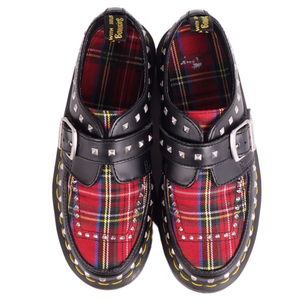 美品 ドクターマーチン Dr.Martens レザーシューズ Ramsey Monk ラムジー モンク シューズ メンズ UK5 ブラック/レッド cf02me-rm05e26789_画像4