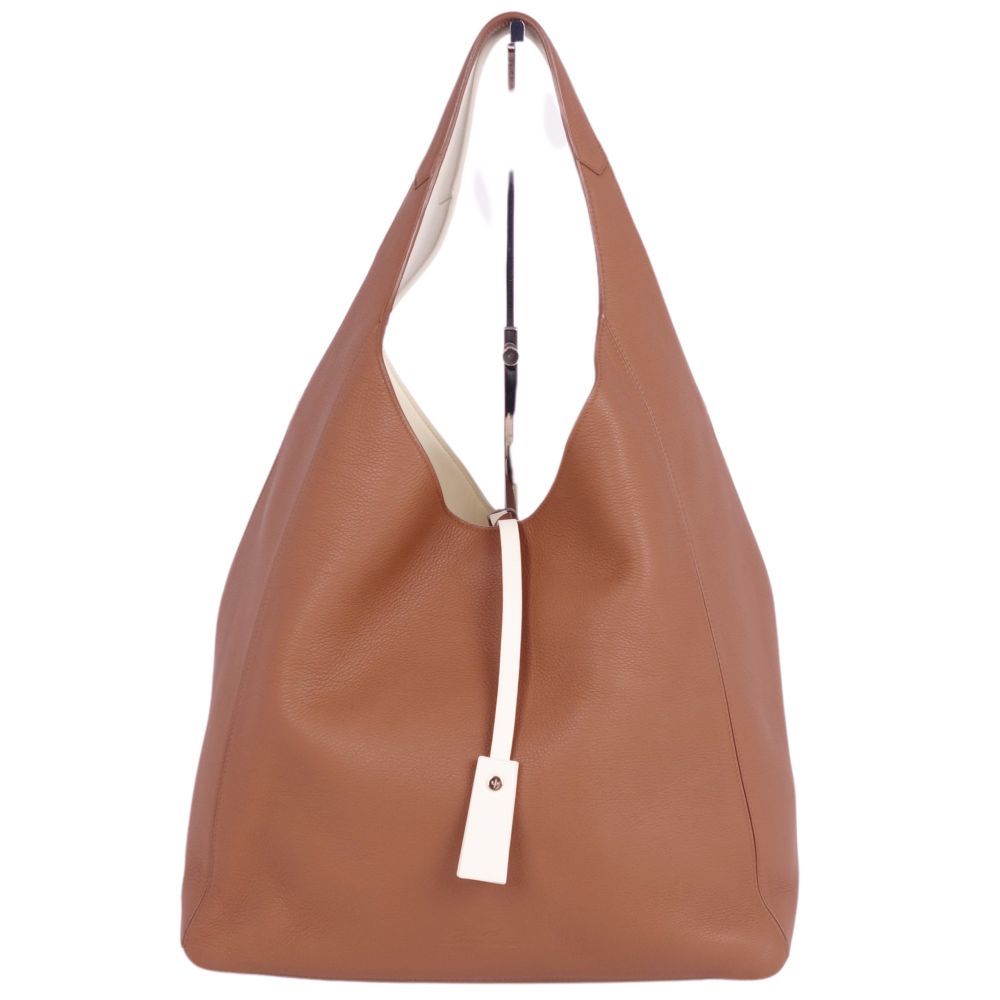 美品 ロロピアーナ Loro Piana バッグ FOLDED HOBO トートバッグ バイカラー カーフレザー 本革 鞄 ブラウン/ホワイト cf02do-rm08e26856_画像5