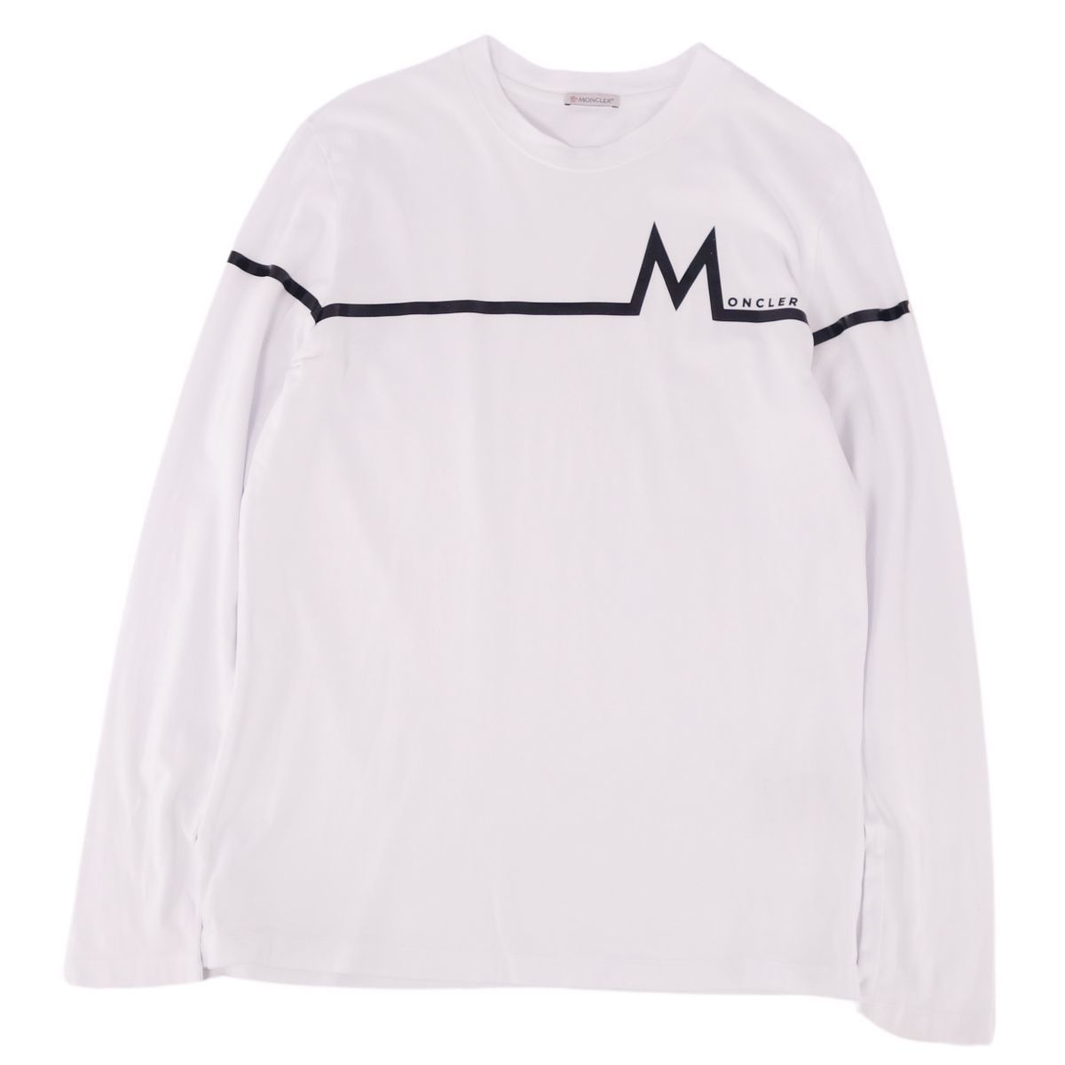 美品 モンクレール MONCLER Tシャツ カットソー 2021年 ロングスリーブ 長袖 ロゴ トップス メンズ M ホワイト cf02mm-rm05f08825