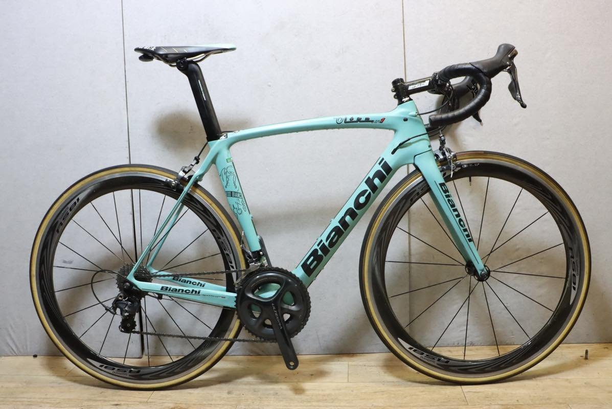 カーボンホイール!!■Bianchi ビアンキ OLTRE XR1 カーボン WH-RS81 チェレステ SHIMANO ULTEGRA 6800 2X11S サイズ55 2016年モデル 美品の画像1