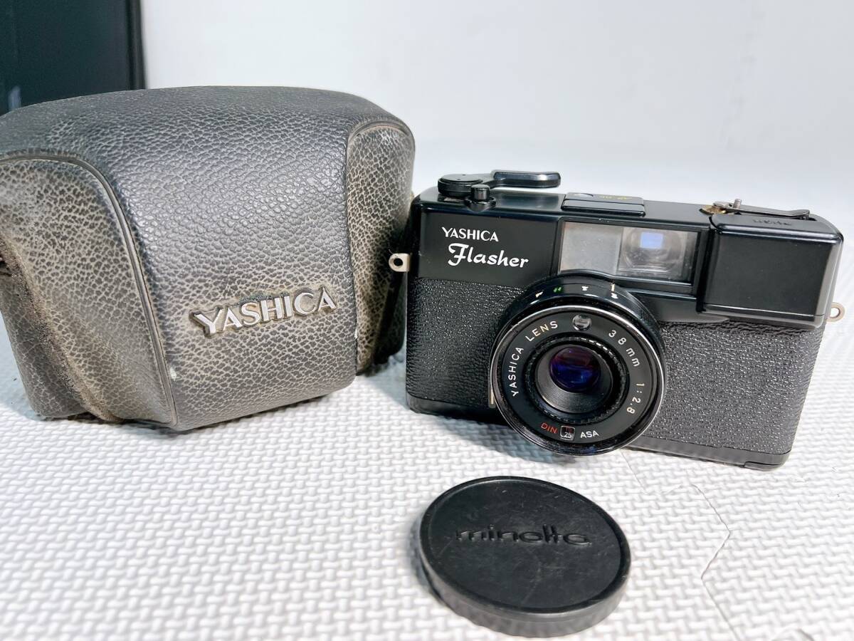 ★レトロ コレクション YASHICA ヤシカ Flasher フラッシャー YASHICA LENS 38mm 1:2.8 フィルムカメラ レトロカメラの画像1