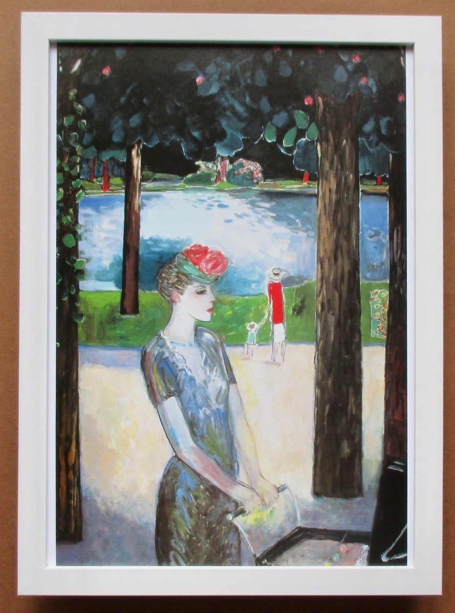 カシニョール 「夏の公園」印刷物 画集画 A4新品額入り_画像1