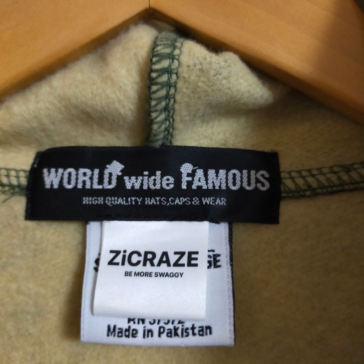 ZiCRAZE WORLD WIDE FAMOUS ワールドワイドフェイマス BIGGIEPAC HOODIE スウェットフーディ パーカー プルオーバー 2XL 迷彩柄 カモフラ_画像3