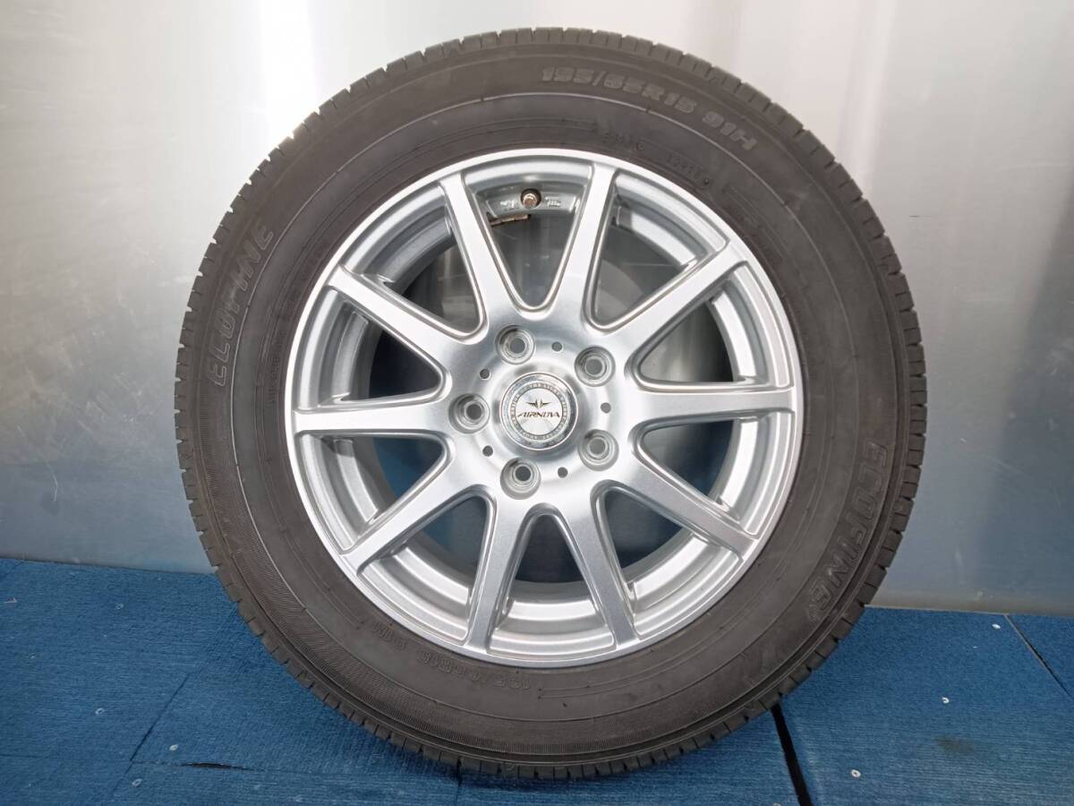 ★8.5-9分山★18.19年製★ ECOFINE 195/65R15　社外ホイール 15×6J +53 5H-114.3 4本セット ノア・ヴォクシー等　E274_画像4