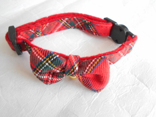  cat Ferrie k tartan ribbon cat color cat necklace 17~27cm