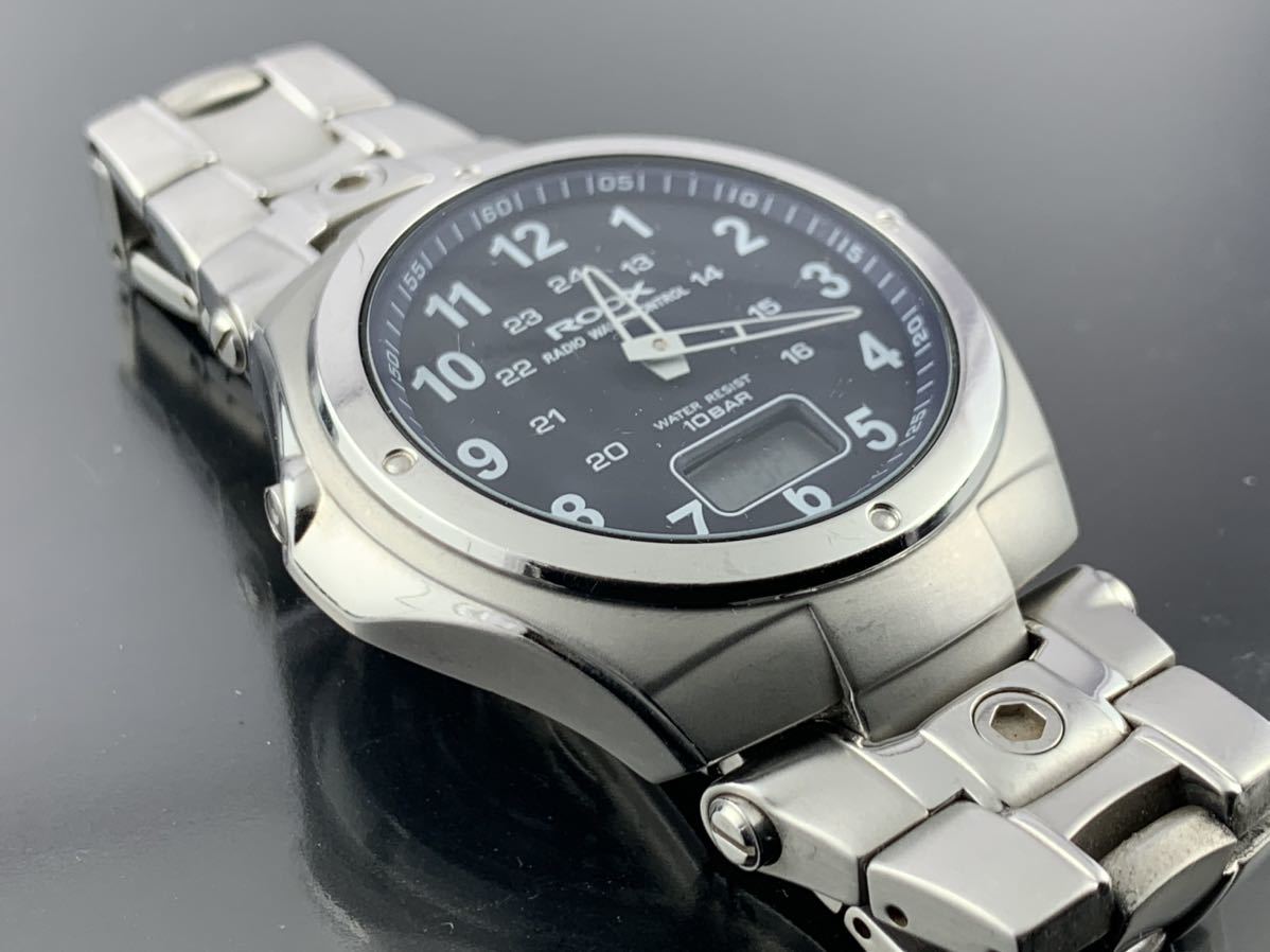 [A1271]1円～☆電波時計 メンズ腕時計 SEIKO セイコー ALBA ROOX 40kHz P104-0AA0 動作品_画像6