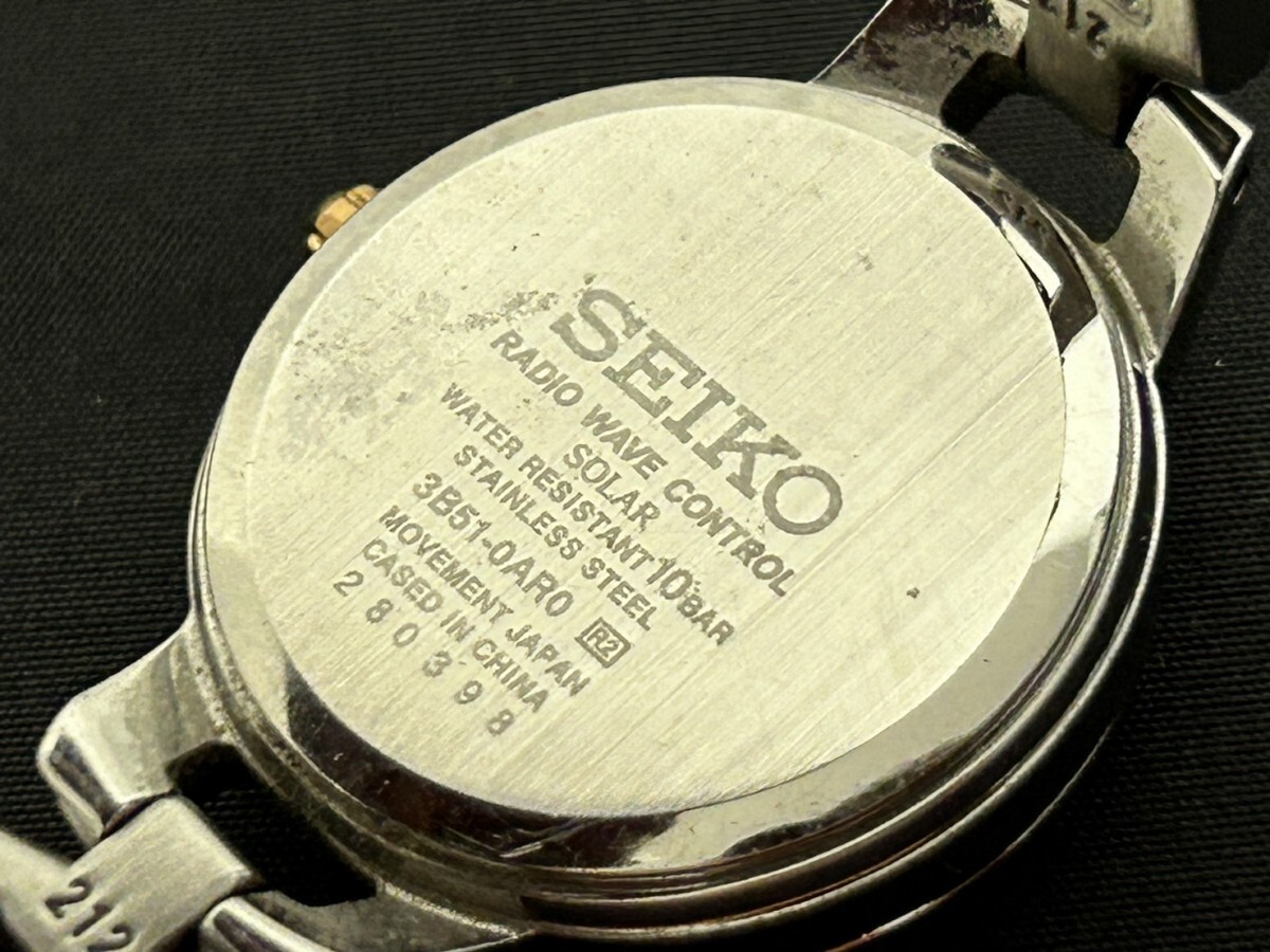 A2　SEIKO　セイコー　3B51-0AR0　電波ソーラー　レディース腕時計　ブランド腕時計　ピンク系文字盤　現状品_画像7