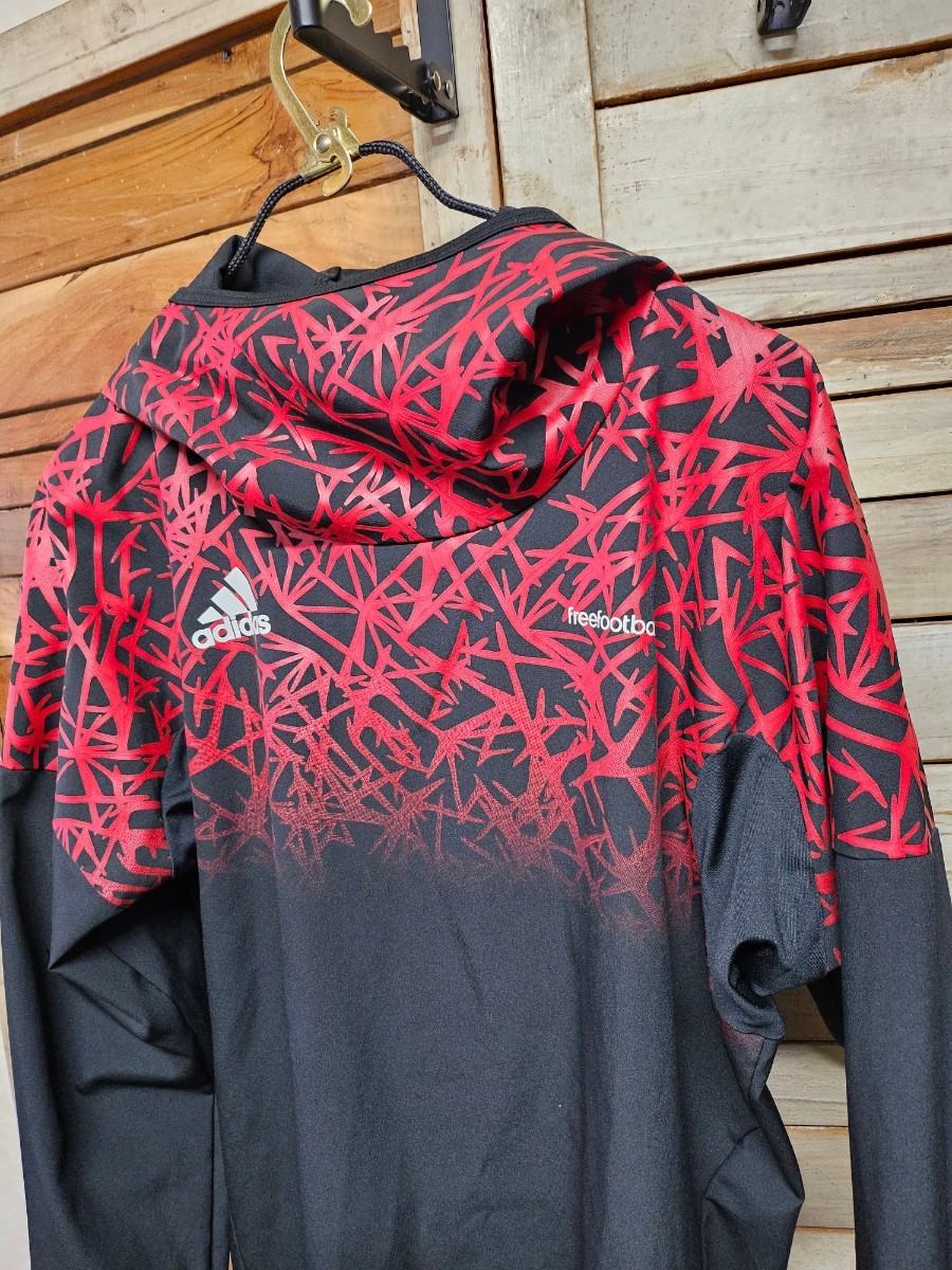 adidas FREE FOOTBALL アディダス　フリーフットボール　サッカー　フットサル ピステ ジャージ ウェア フーディ size L_画像2