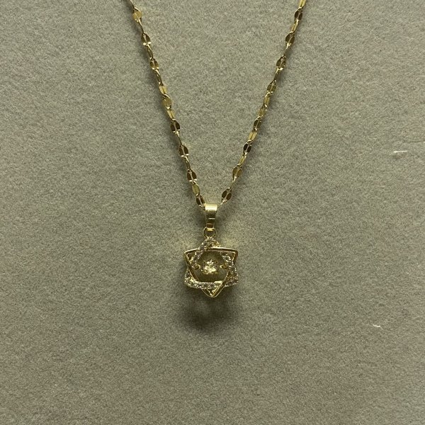 ヘキサグラム シンプルダイヤCZ 18KGP Gold Plated necklace 1円オークション 送料一律 57_画像2