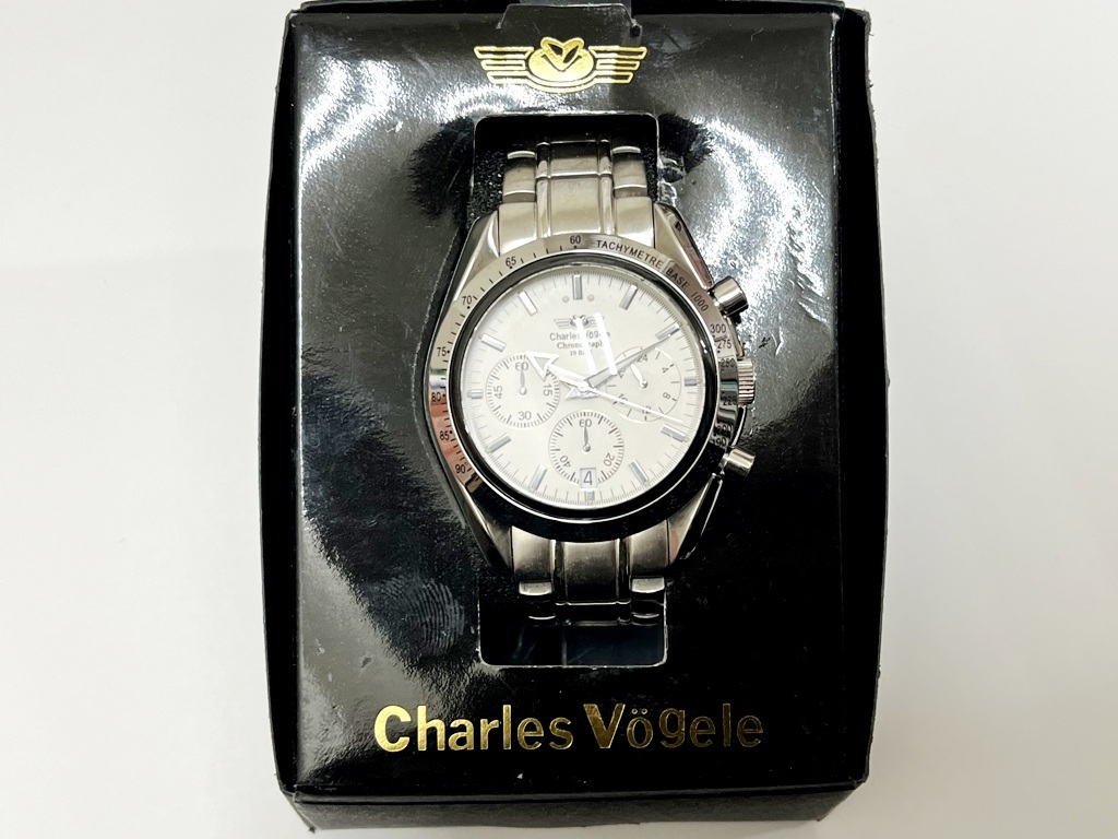 ☆Charles Vogele/シャルルボーゲル クロノグラフ CV-7871R メンズ腕時計《電池切れジャンク/中古品》☆ _画像1