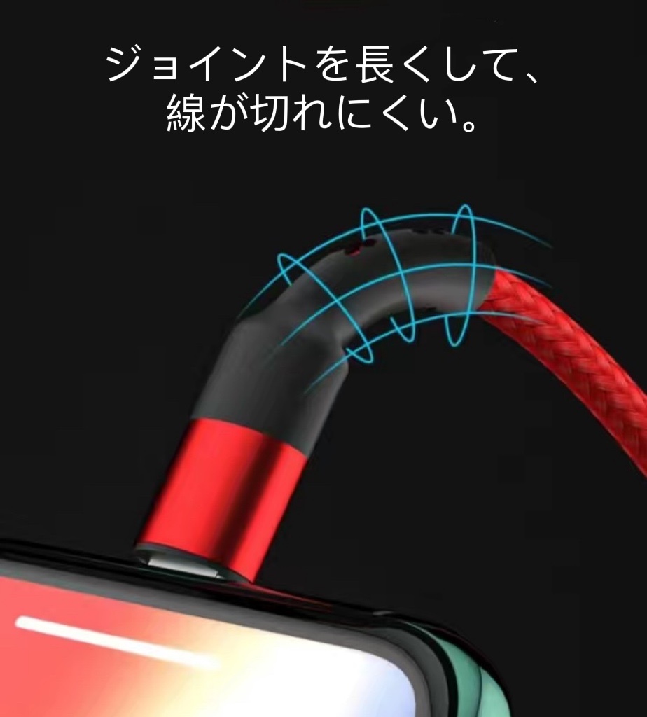 C to Lightningケーブル 編組ナイロン PD急速充電ケーブル iPhone 13/12 Pro/11/XR/XS Max/XS/X/8対応 Type-Cケーブル レッド 2M 2本_画像2