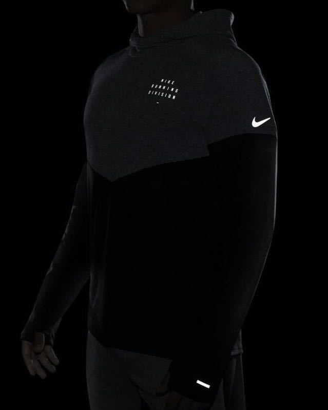 新品 送料込 NIKE TF ELEMENT RUN DIVISION L/S HOODIE Sサイズ 黒灰 ナイキ サーマフィット ラン ディビジョン フーディ 長袖 ランニング_画像6