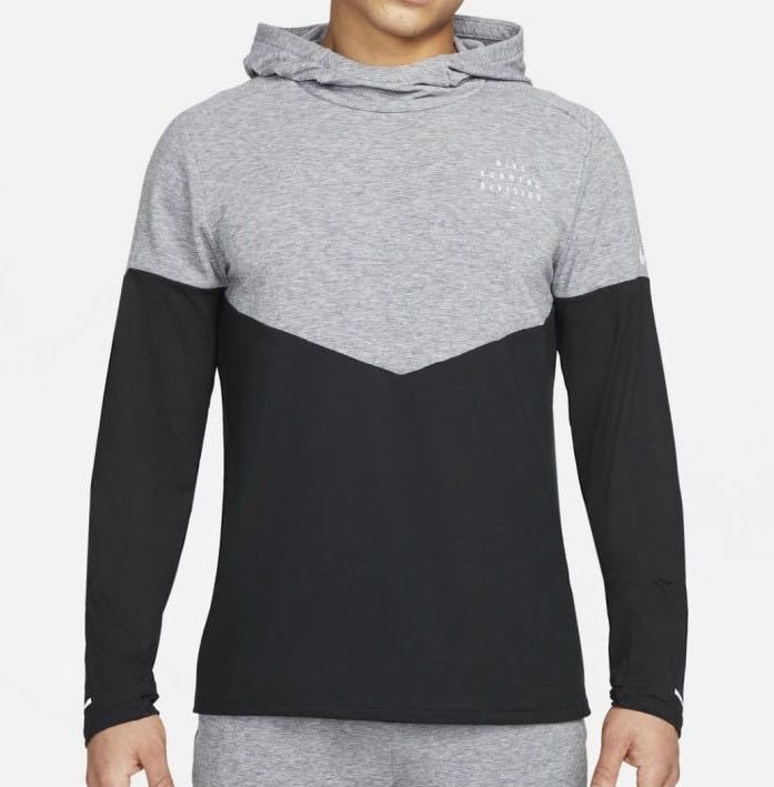 新品 送料込 NIKE TF ELEMENT RUN DIVISION L/S HOODIE Sサイズ 黒灰 ナイキ サーマフィット ラン ディビジョン フーディ 長袖 ランニング_画像1