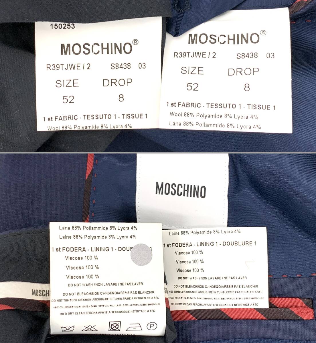 T187 MOSCHINO Moschino setup suit jacket pants top and bottom set outer garment 52 navy series 