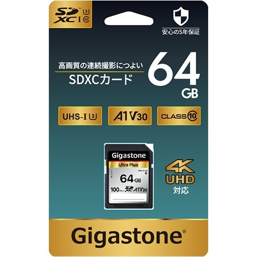 64GB SDXCカード Gigastone UHS-I U3 V30 A1 FullHD UHD対応 SDカード 連続撮影に ギガストーン GJSX-64GV3A1 連続撮影に_画像1