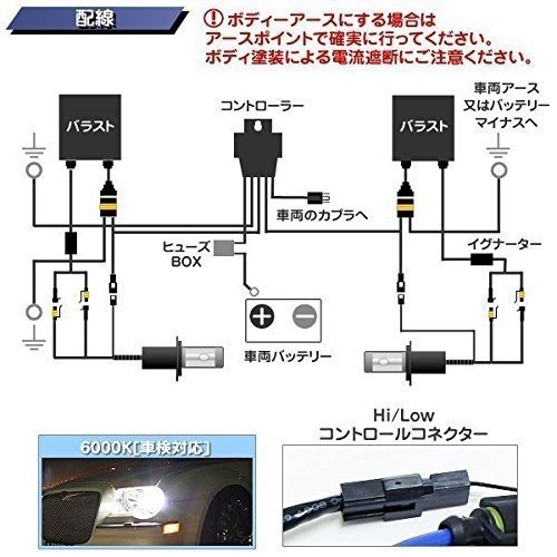 HIDバルブ H4 Hi/Lo 12V専用 55W 6000K 交流タイプ 交換 補修 予備 2本セット 1年保証_画像7