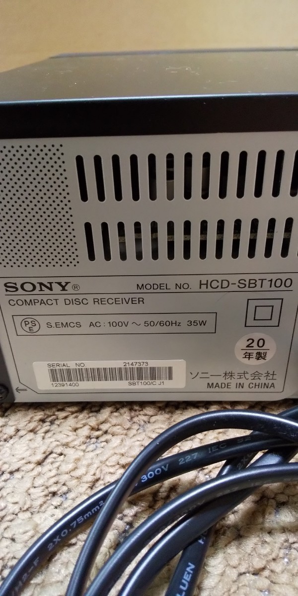 SONY ソニー Bluetooth HCD-SBT100 COMPACT DISC RECEIVER ホームオーディオシステム 通電確認、動作確認済み_画像2