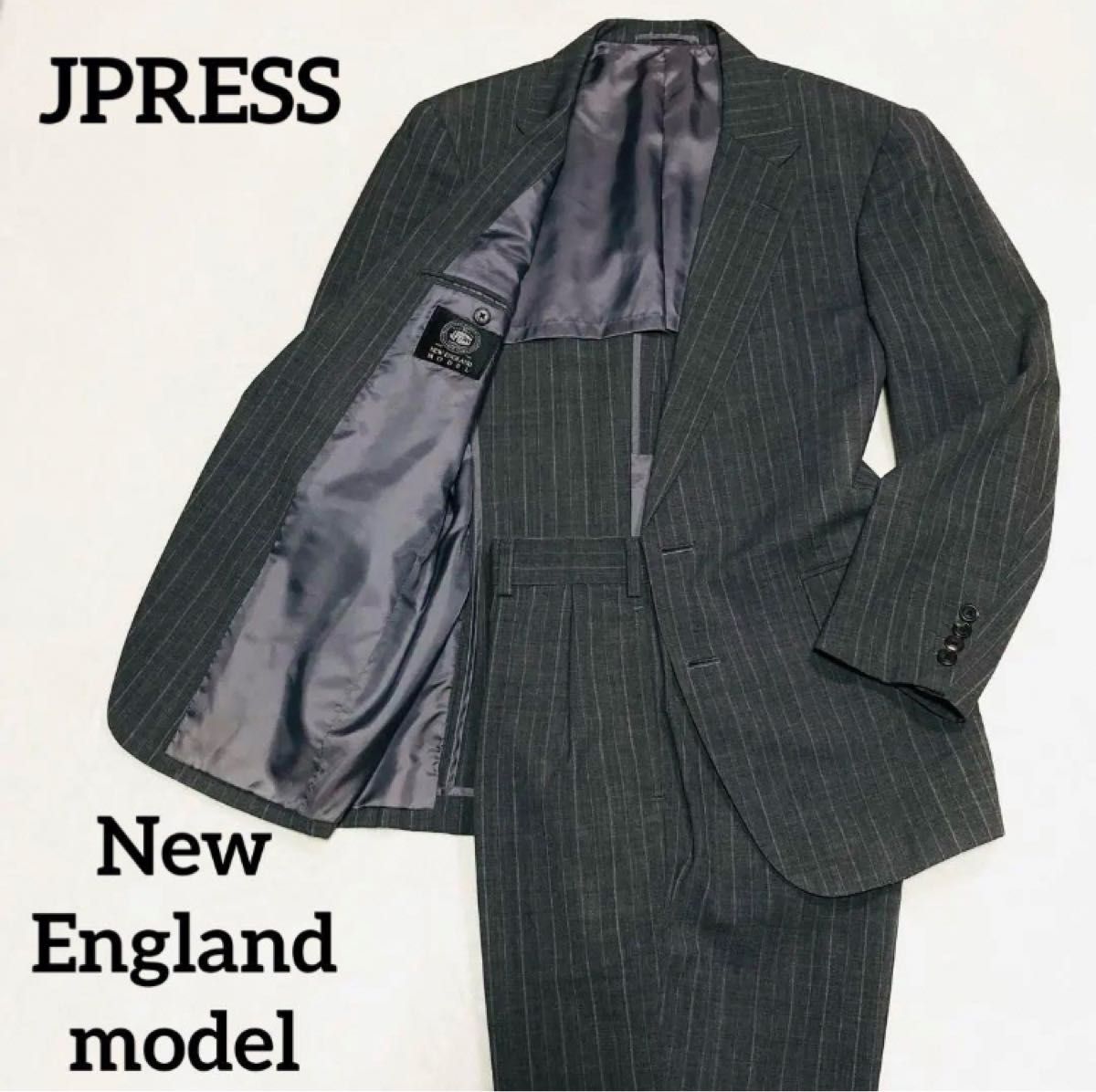 JPRESS　セットアップ　ストライプ　グレー　ジェイプレス　スーツ　ウール　 テーラードジャケット　 シングル