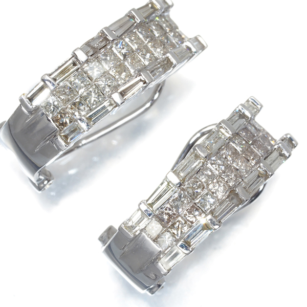 『5年保証』 1.00ct/1.00ct ダイヤ 31364円 2種カット GENJ K18WG イヤリング ダイヤモンド
