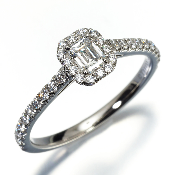  Tiffany ring diamond 0.20ct 3EXso rest emerald cut 9 number Pt950 expert evidence BLJ