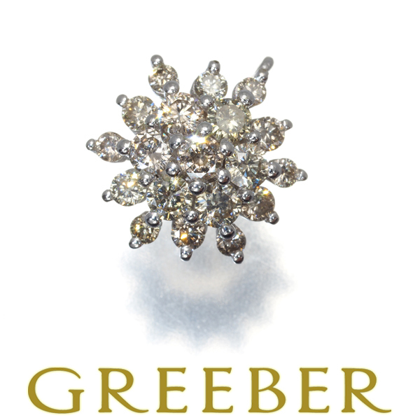 【即納】 ブラウンダイヤ 0.44ct ペンダントトップ K18WG GENJ ダイヤモンド