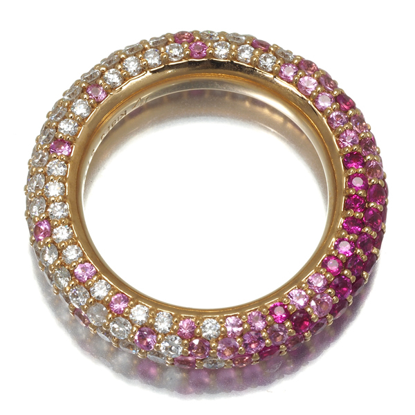  Ponte Vecchio ring pink sapphire diamond eteruno full Eternity pave10.5 number K18PG written guarantee BLJ large price decline goods 