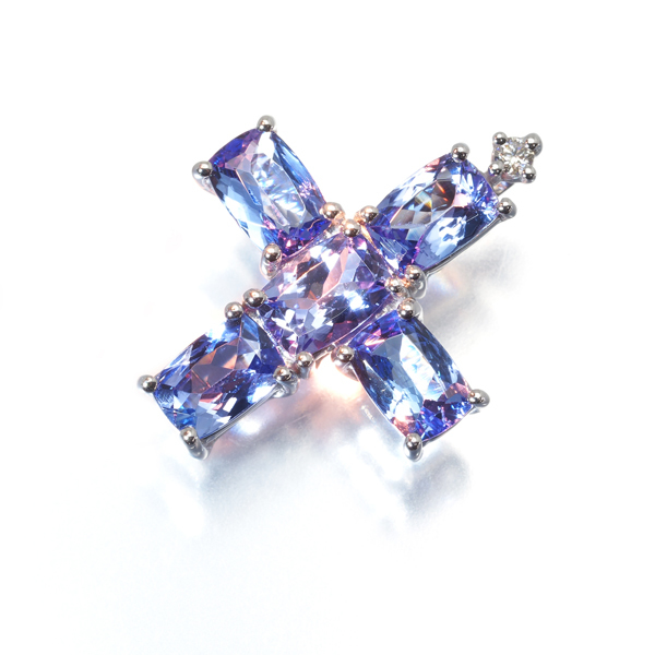  tanzanite 2.00ct diamond pendant top Cross K18WG GENJ limit price cut goods 