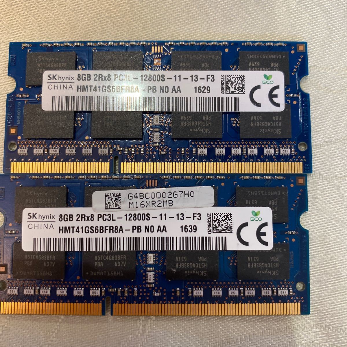 SKhynix DDR3L 1600 2Rx8 PC3L 12800S 8GBX2枚セット(16GB)⑦_画像1