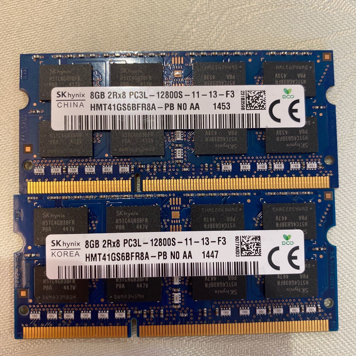 SKhynix DDR3L 1600 2Rx8 PC3L 12800S 8GBX2枚セット(16GB)_画像1