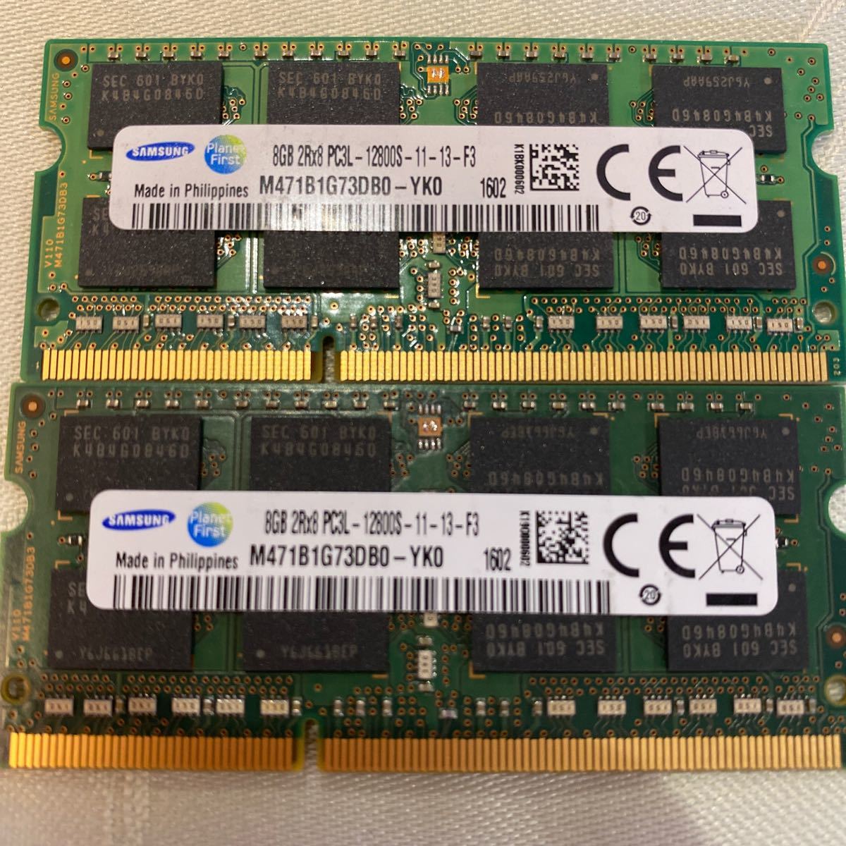 SAMSUNG DDR3L 1600 2Rx8 PC3L 12800S 8GBX2枚セット(16GB)⑥_画像1