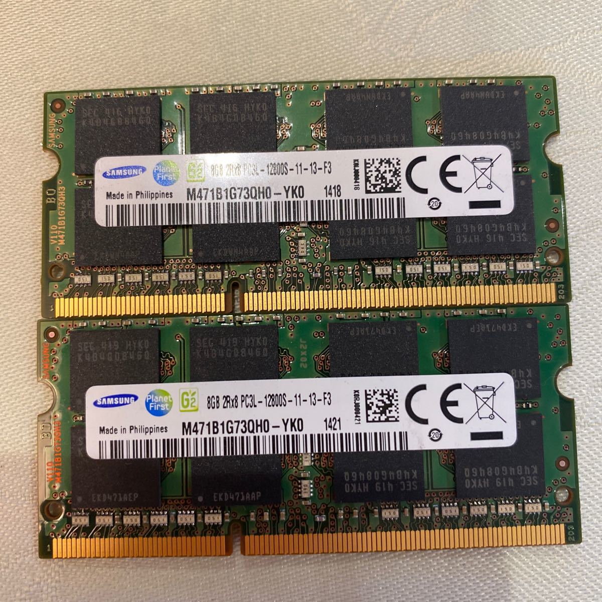 SAMSUNG DDR3L 1600 2Rx8 PC3L 12800S 8GBX2枚セット(16GB)②_画像1