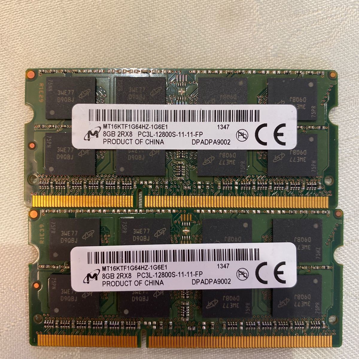 micron DDR3L 1600 2Rx8 PC3L 12800S 8GBX2枚セット(16GB)_画像1