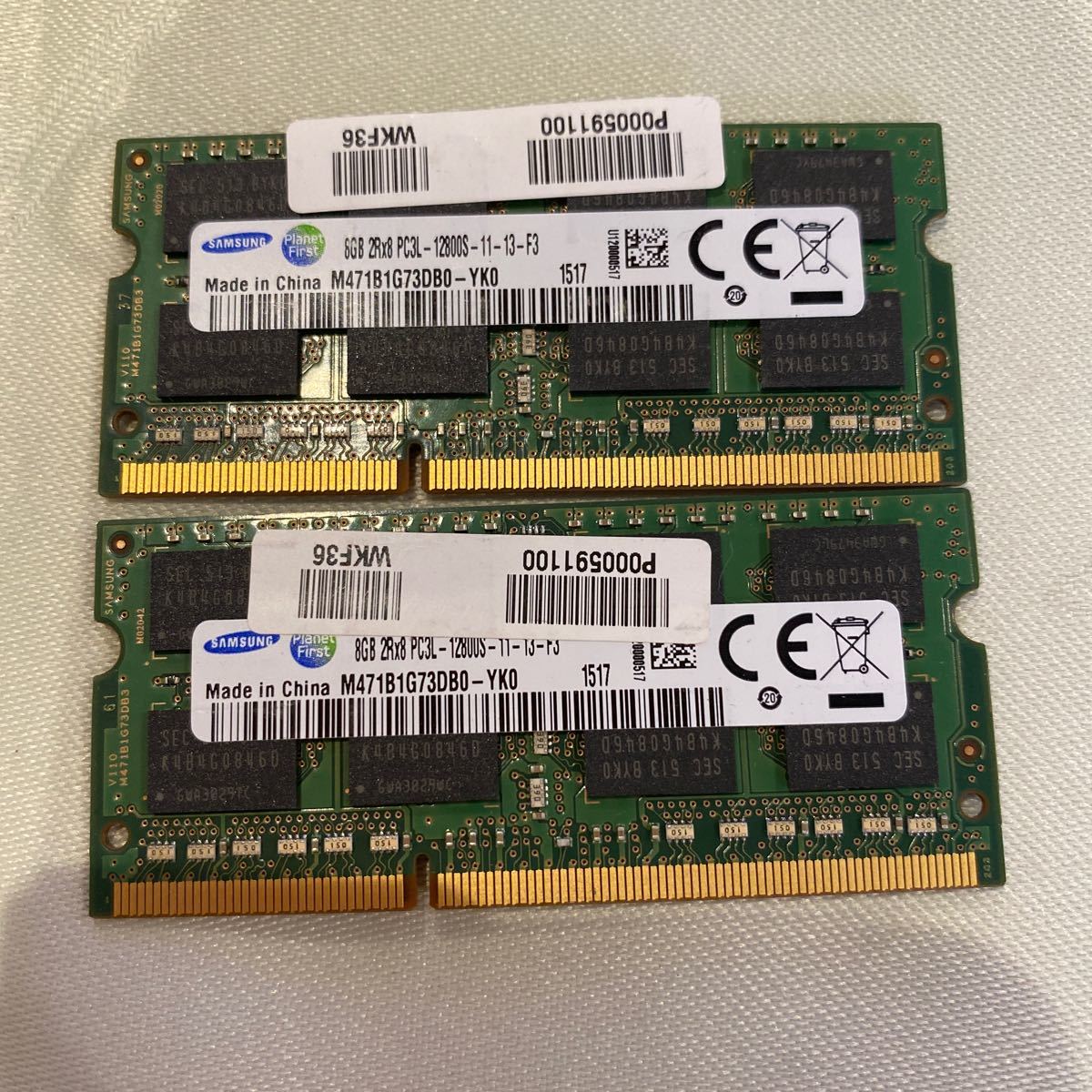SAMSUNG DDR3L 1600 2Rx8 PC3L 12800S 8GBX2枚セット(16GB)⑦_画像1