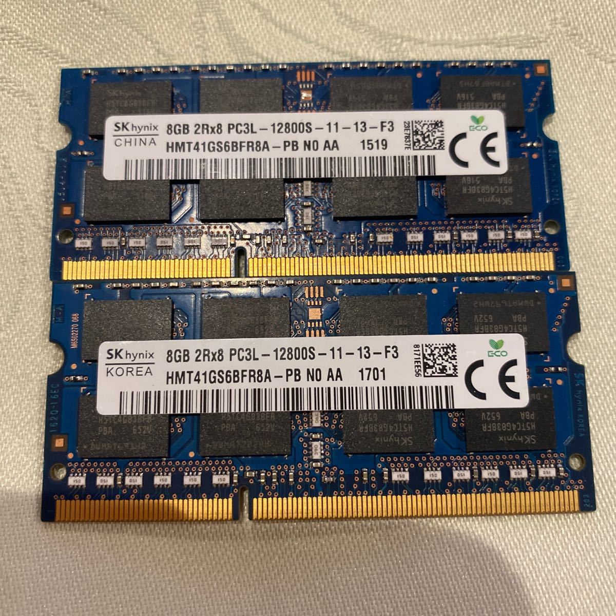 SKhynix DDR3L 1600 2Rx8 PC3L 12800S 8GBX2枚セット(16GB)_画像1