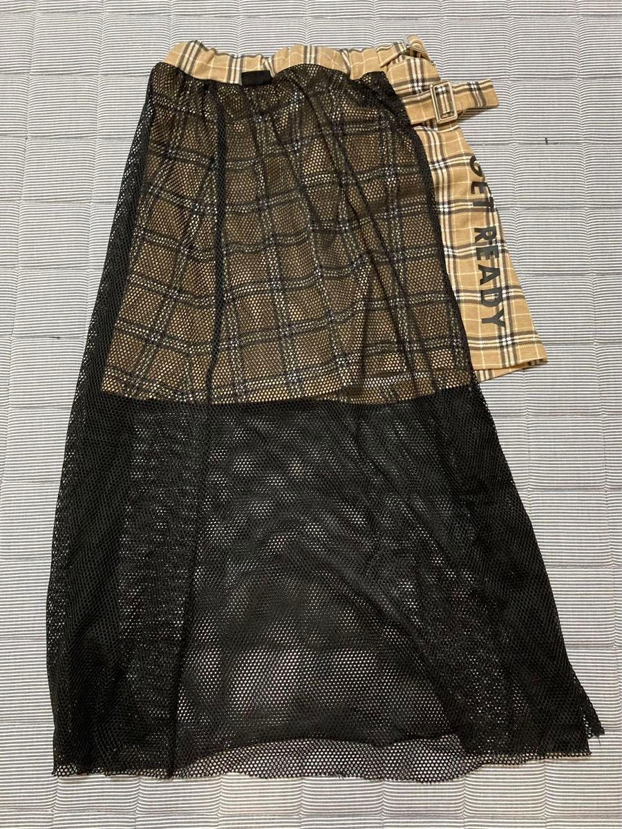 【ピンクラテ】【GU】女児160 メッシュ付きスカート　2枚セット