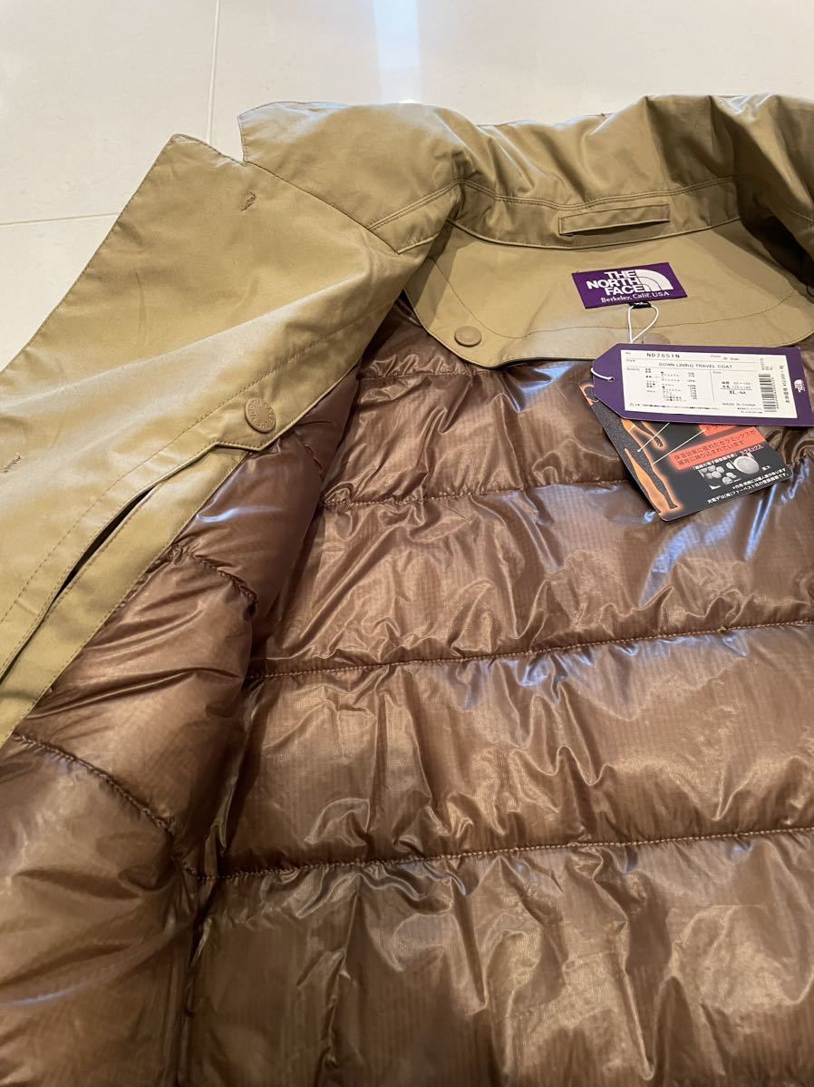 THE NORTH FACE PURPLE DOWN LINING TRAVEL COAT BEIGE XLsize ND2651N パープルレーベル ダウンライニングトラベルコート ベージュ_画像8