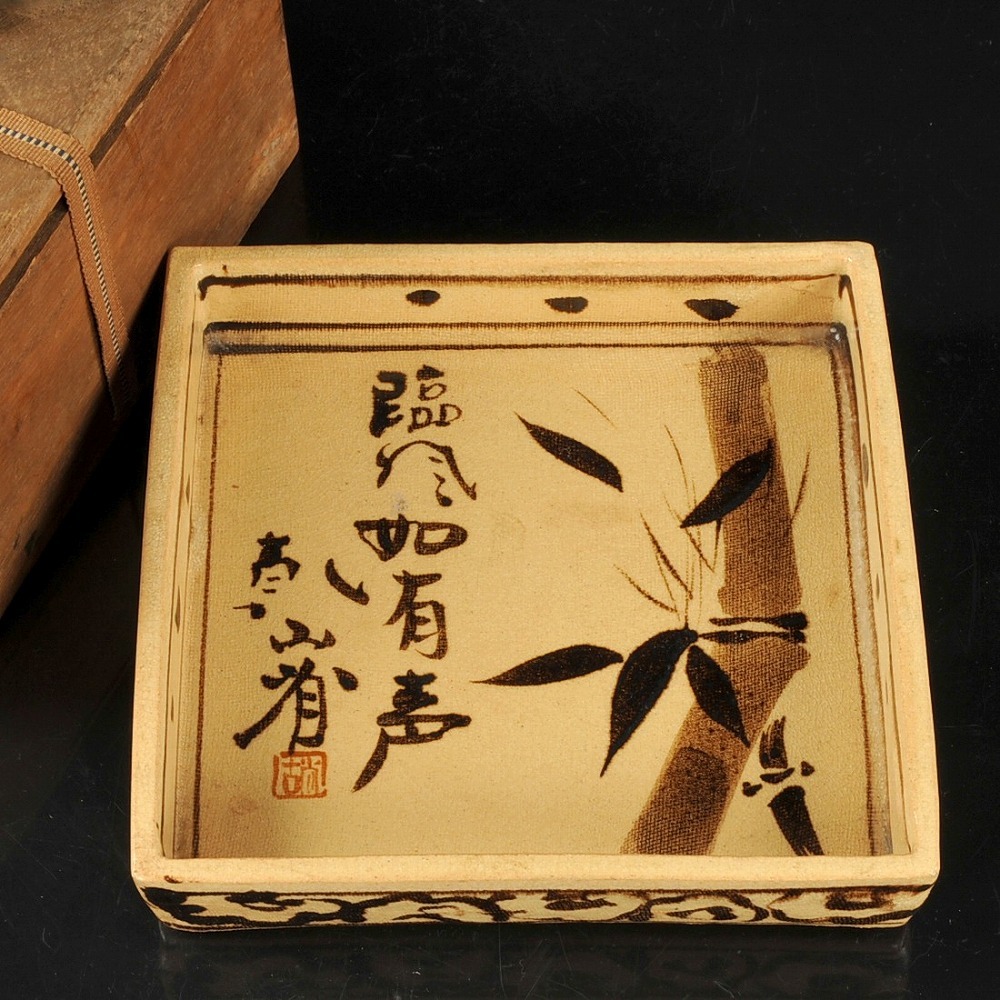 Yahoo!オークション - 尾形乾山作 竹絵 角皿 箱付き Yahoo!オークション - 尾形乾山作 竹絵 角皿 箱付き