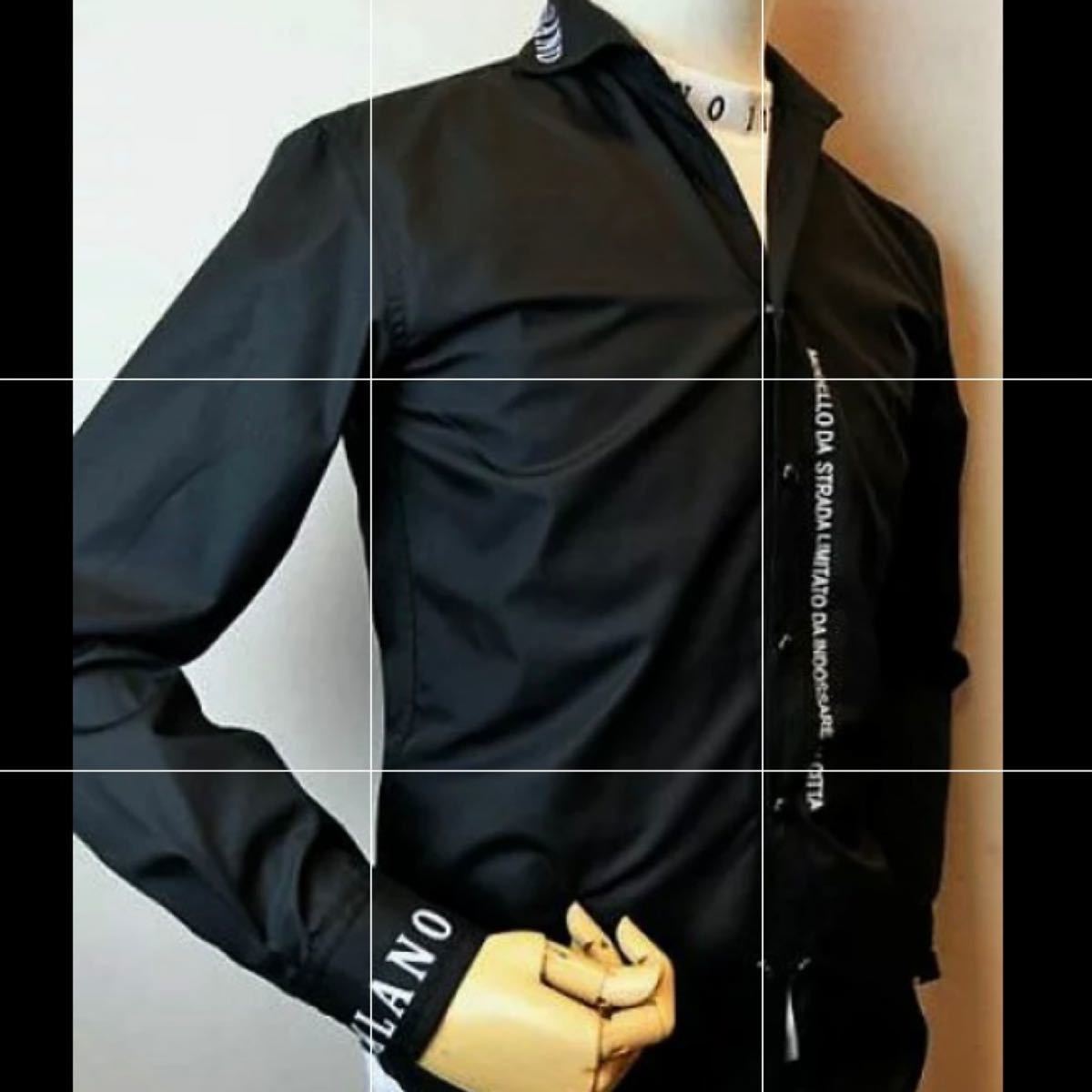 ヴィオラ 襟ワイヤー入り長袖シャツ XLサイズ ブラック スリムフィット VIOLA T31301 _画像4