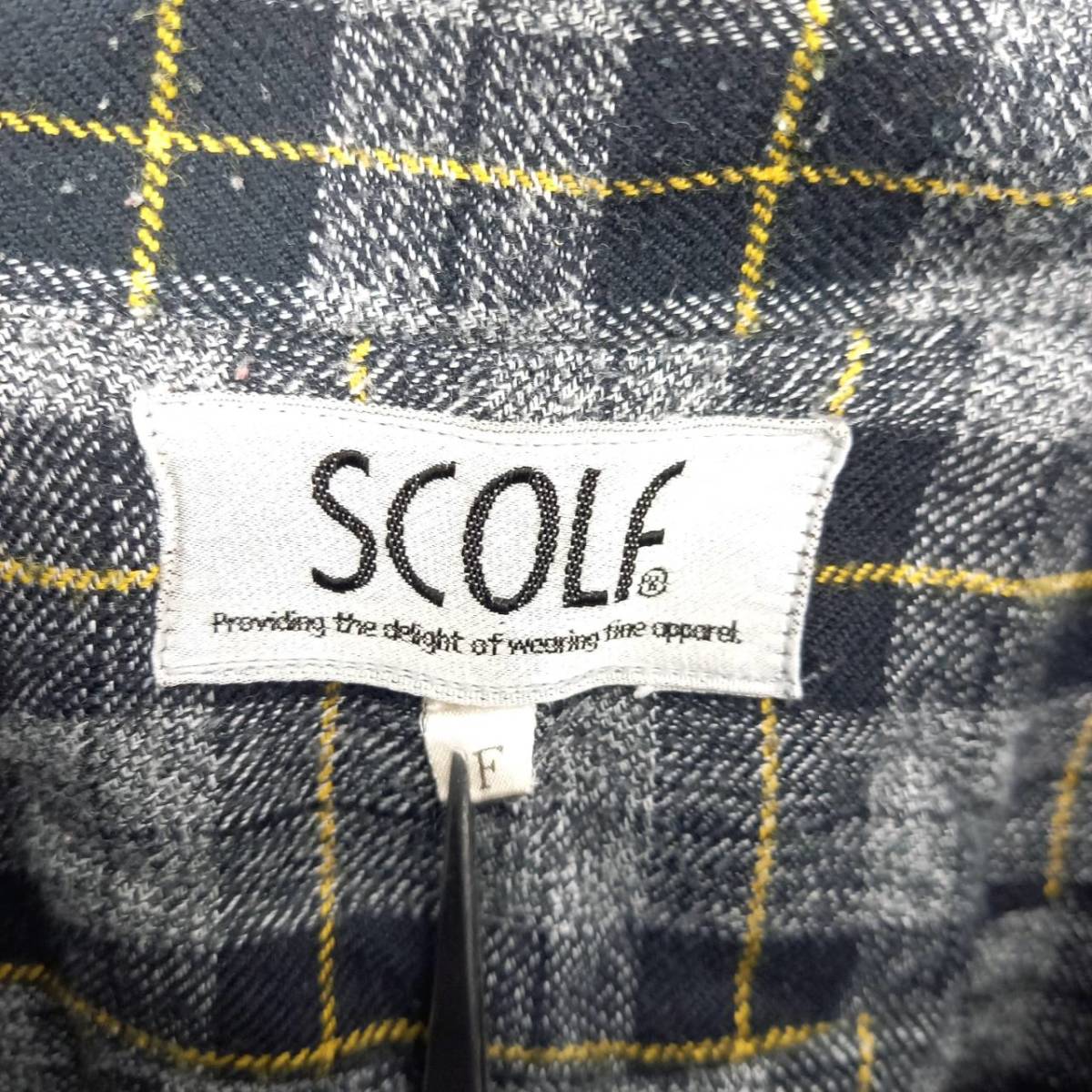 F SCOLF シャツ チェック ブラック×イエロー 胸元切替 長袖リユース ultramto sh0446_画像3