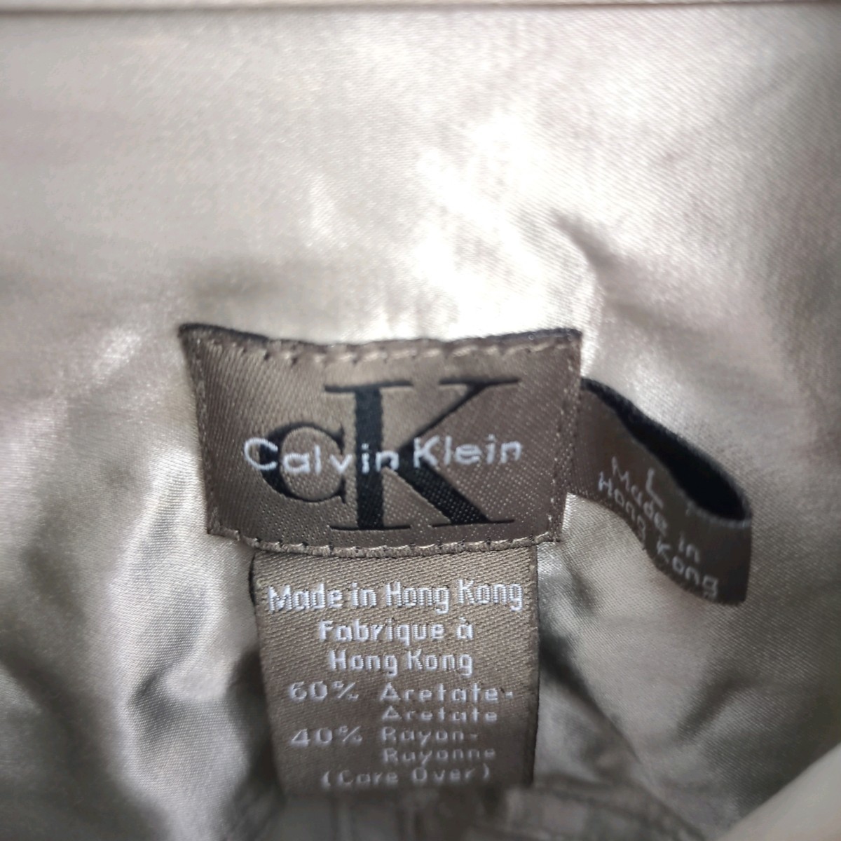 L Calvin Klein Calvin Klein button down shirt lustre equipped silver long sleeve reuse corner ultramto sh0514