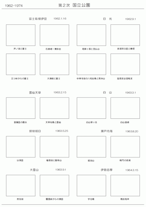 P2 使用済切手整理用 リーフ（台紙）「第２次国立公園 1962-74」 ３Ｐの画像4