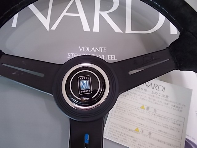 NARDI ナルディ Classic レザー N３４3 スエードレザー＆ブラックスポーク ３４０mm 送料無料の画像6