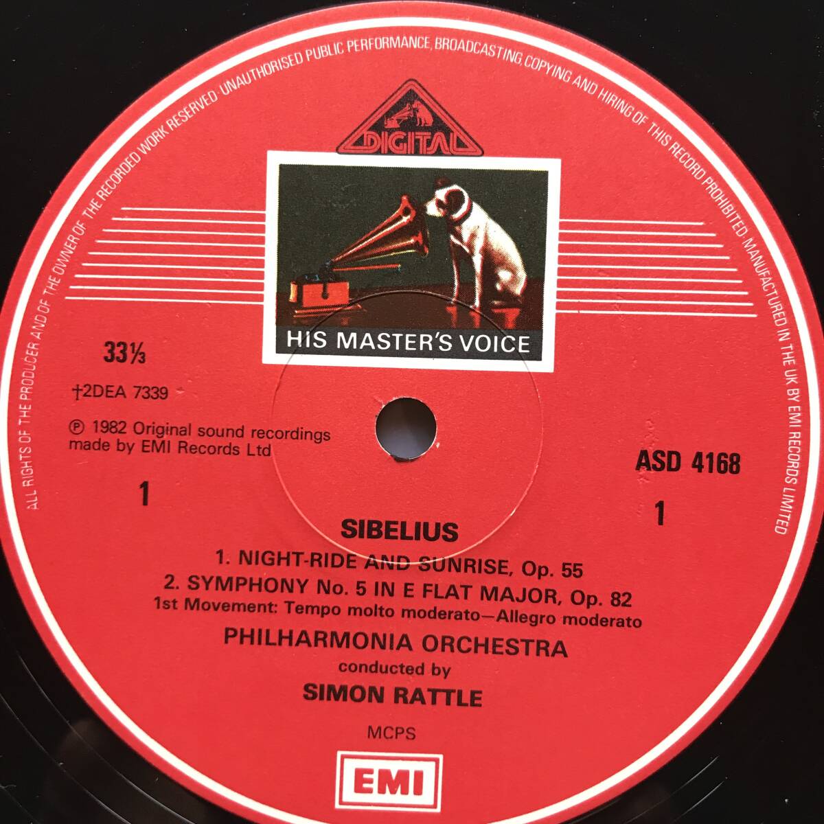 英HMV　ASD　オリジナル　　ラトル　フィルハーモニア　シベリウス　交響曲第５番　デビュー当時の鮮烈な演奏_画像3