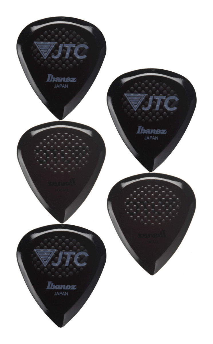 即決◆新品◆送料無料Ibanez JTC1R-ONX/5枚セット/黒 新素材 Tritan 高耐摩耗性 ラバーグリップ 滑り止め ギター ピック 2.5mm/メール便_画像1