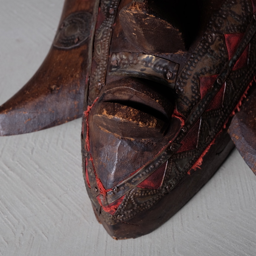 02842 アフリカ マリ共和国 マルカ族 木彫りのマスク / 仮面 オブジェ アート 芸術 古道具 プリミティブ_画像9