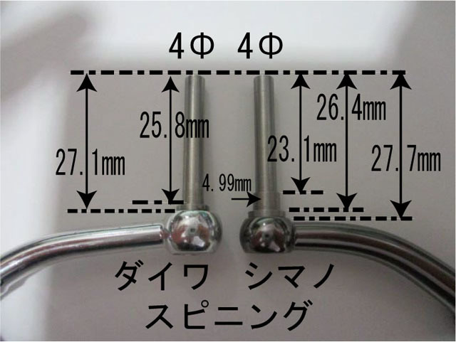 2個 チクワ 金ゴールド パワー ハンドル ノブ 雷魚かごジギング ダイワ シマノ 向け 汎用 4mmタイプ_画像6