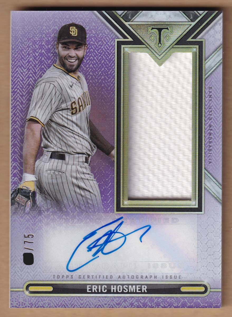 【エリック・ホズマー】75枚限定 直筆サインカード 2021 TOPPS TRIPLE THREADS AUTOGRAPH SINGLE JUMBO RELIC / パドレス【ERIC HOSMER】_画像1